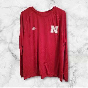 Adidas Nebraska Red Polo Shirt Size: Large Climalite Long Sleeve